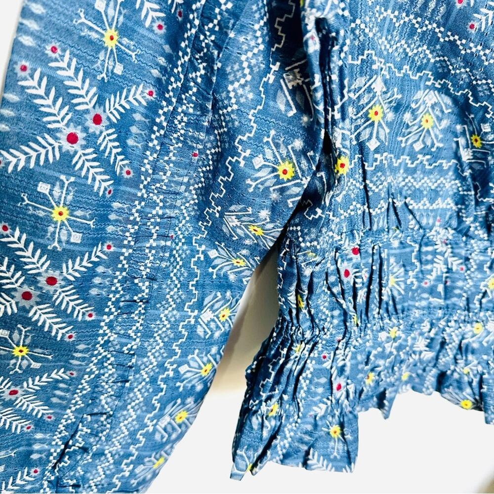 NEW ANTHROPOLOGIE FOREVER THAT GIRL Blue White Floral Smock VNeck Blouse Top XS - Picture 11 of 13